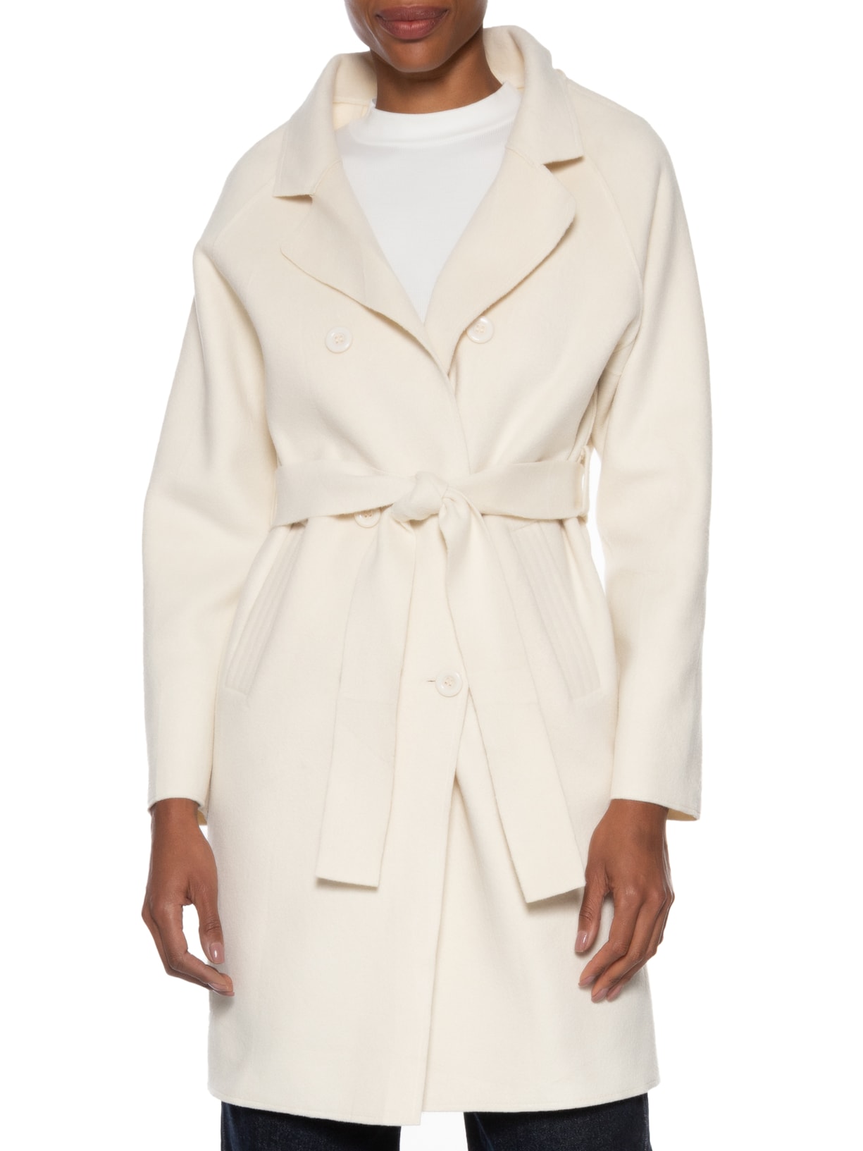 Casaco Feminino Alongado Com Bolsos Frontais Off White '2Essential