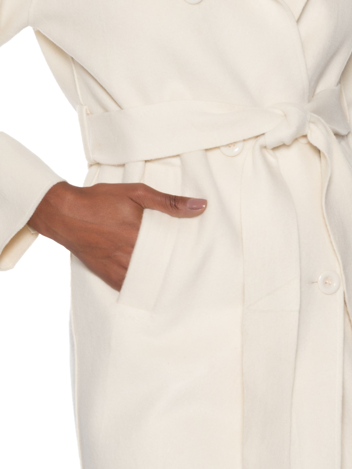 Casaco Feminino Alongado Com Bolsos Frontais Off White '2Essential