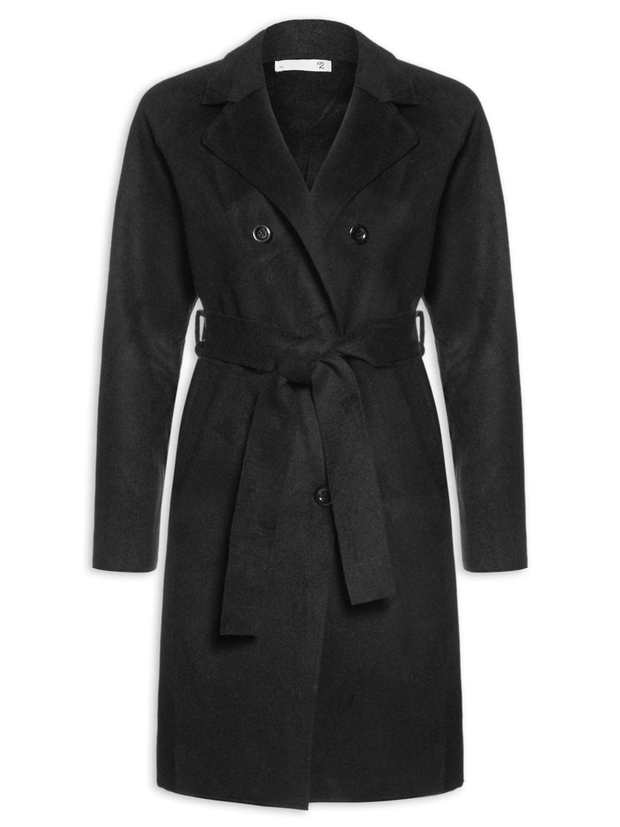 Casaco Feminino Alongado Com Bolsos Frontais Preto '2Essential