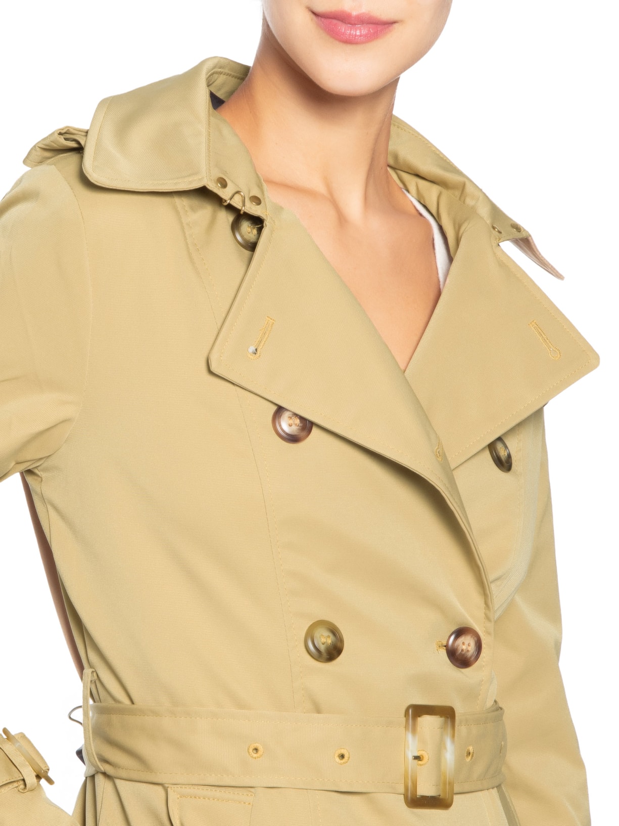 Casaco Feminino Alongado com Cinto Bege Basiq