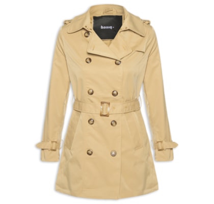 Casaco Feminino Alongado com Cinto - Bege