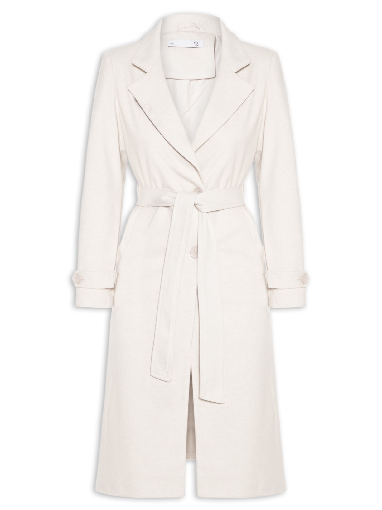 Casaco Feminino Alongado Com Cinto - Off White