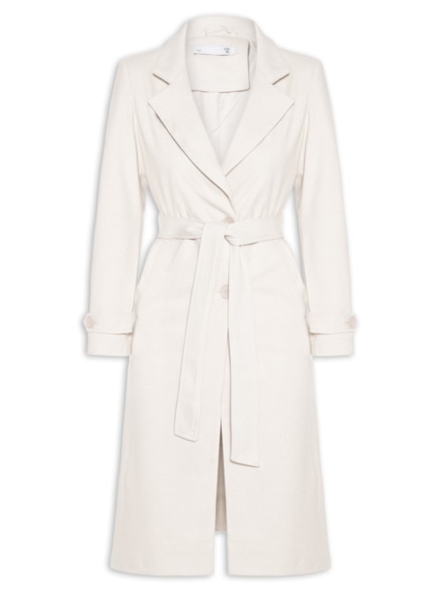 Casaco Feminino Alongado Com Cinto - Off White