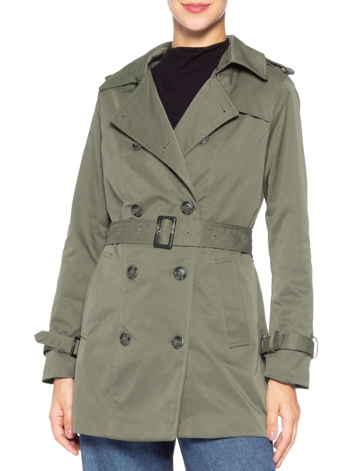 Casaco Feminino Alongado com Cinto Verde Basiq