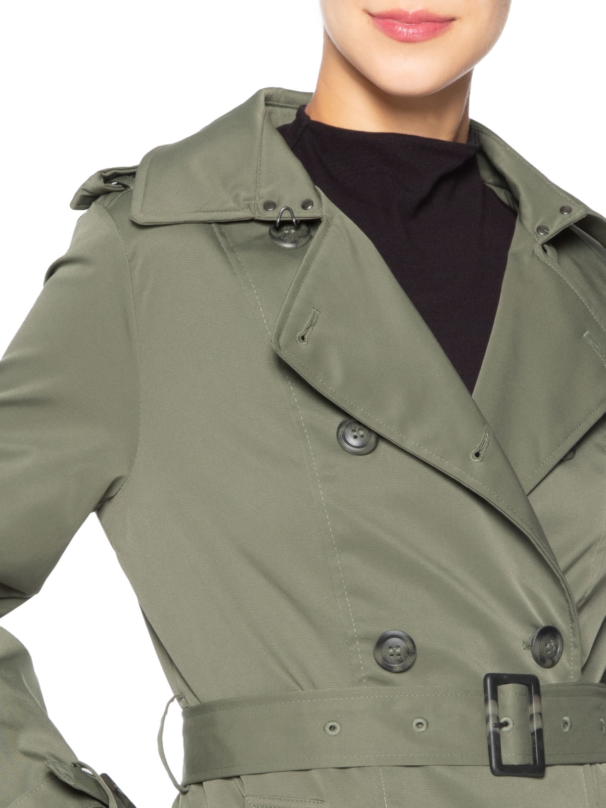 Casaco Feminino Alongado com Cinto Verde Basiq