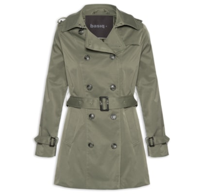 Casaco Feminino Alongado com Cinto - Verde