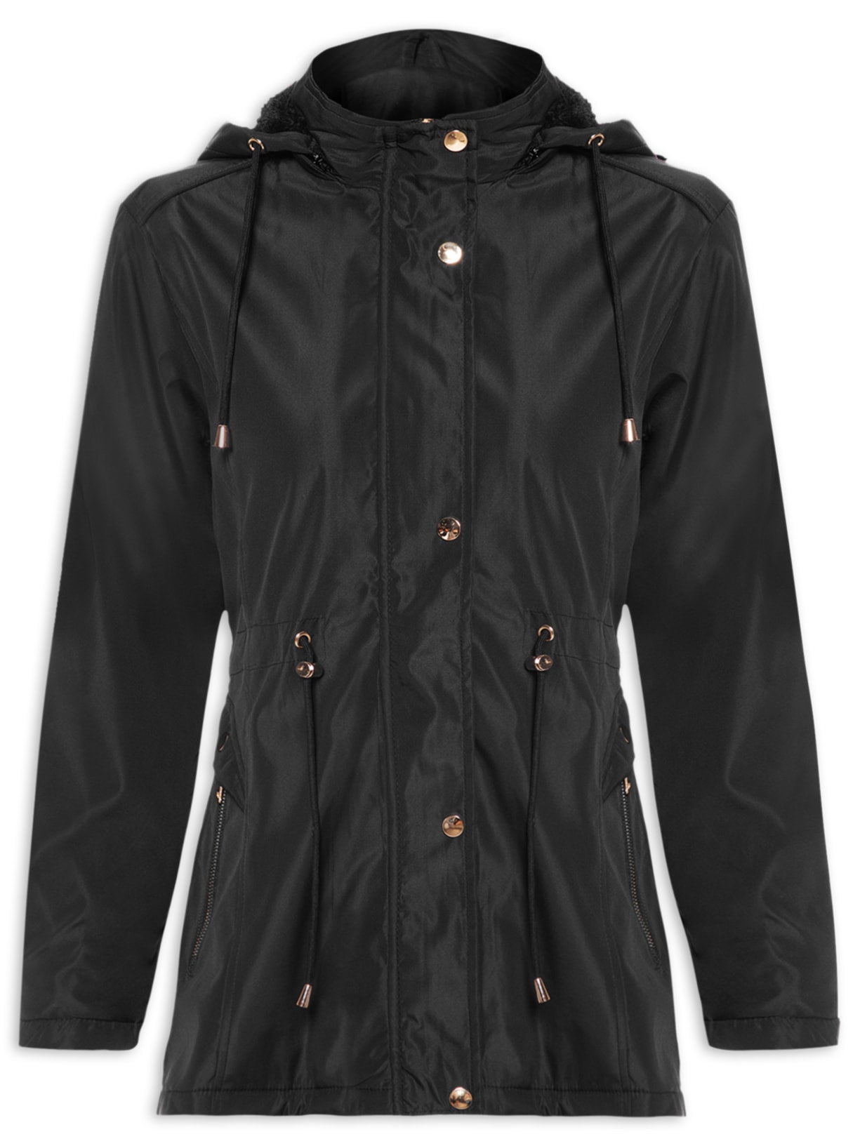 Casaco Feminino Alongado Com Forro De Pelúcia - Preto