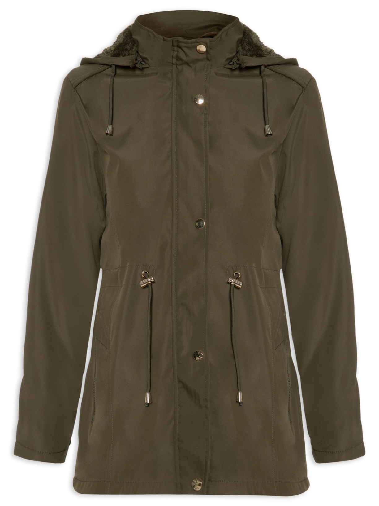 Casaco Feminino Alongado Com Forro De Pelúcia - Verde