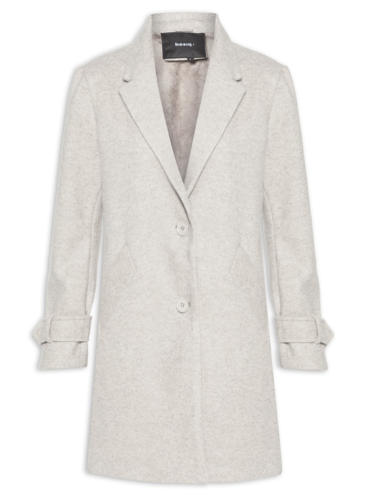 Casaco Feminino Alongado Com Martingale E Meio Forro Aveludado - Bege