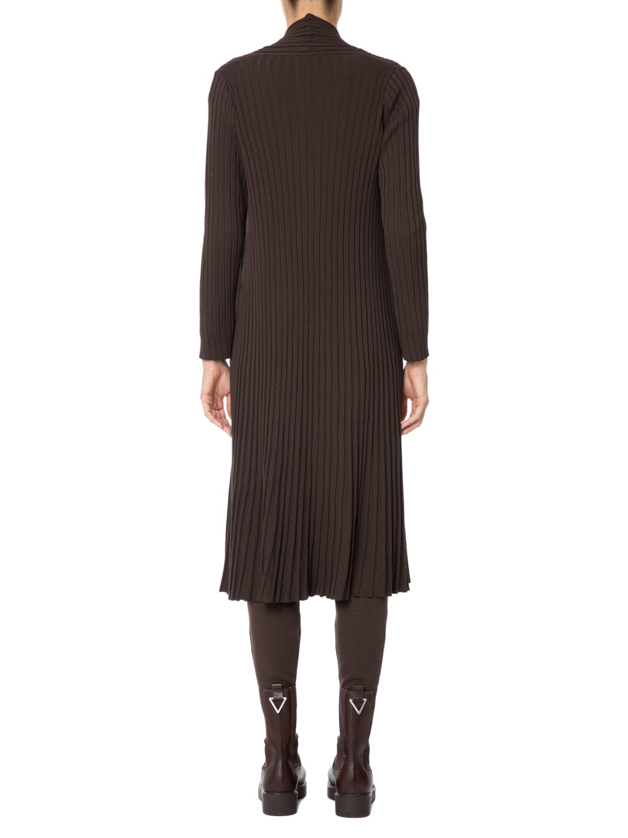 Casaco Feminino Alongado Efeito Plissado Marrom  Anselmi