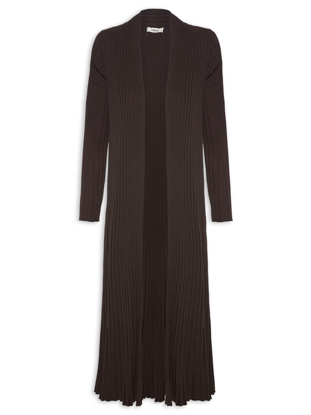 Casaco Feminino Alongado Efeito Plissado Marrom  Anselmi