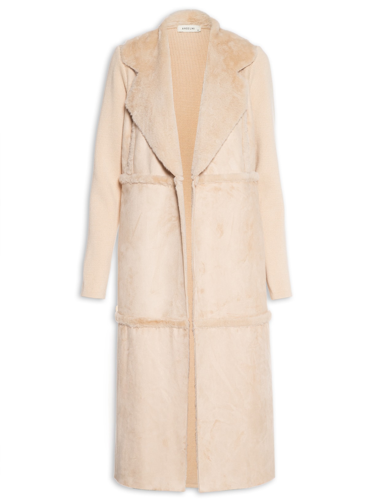 Casaco Feminino Alongado Em Gamulã - Bege