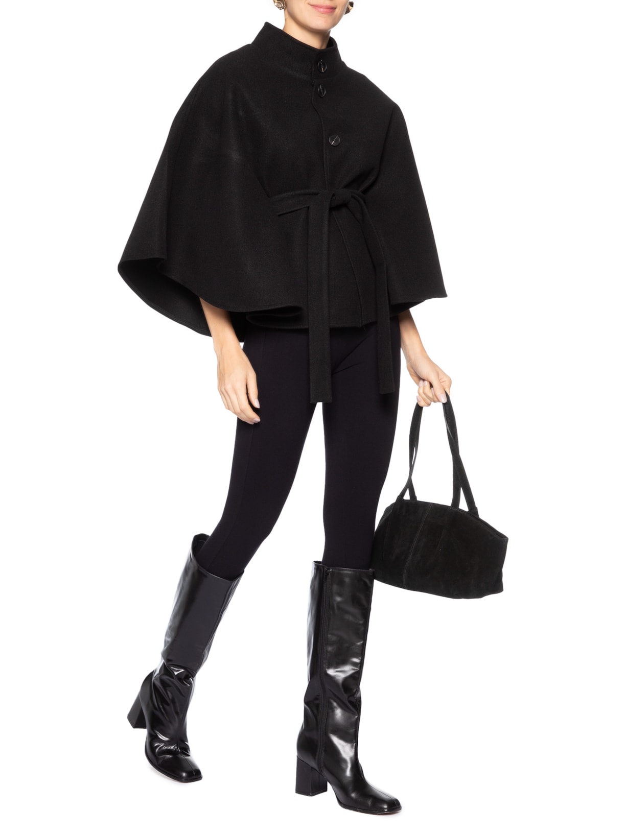 Casaco Feminino Amplo Gola Alta Preto '2Essential
