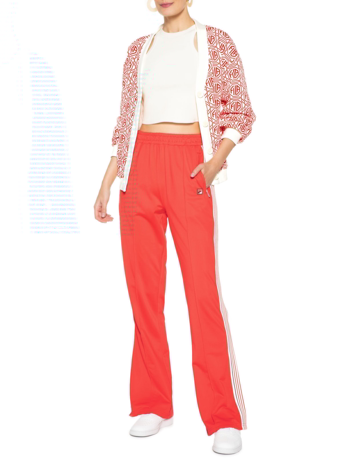 Casaco Feminino Birch Oversized Creme Vermelho Fila