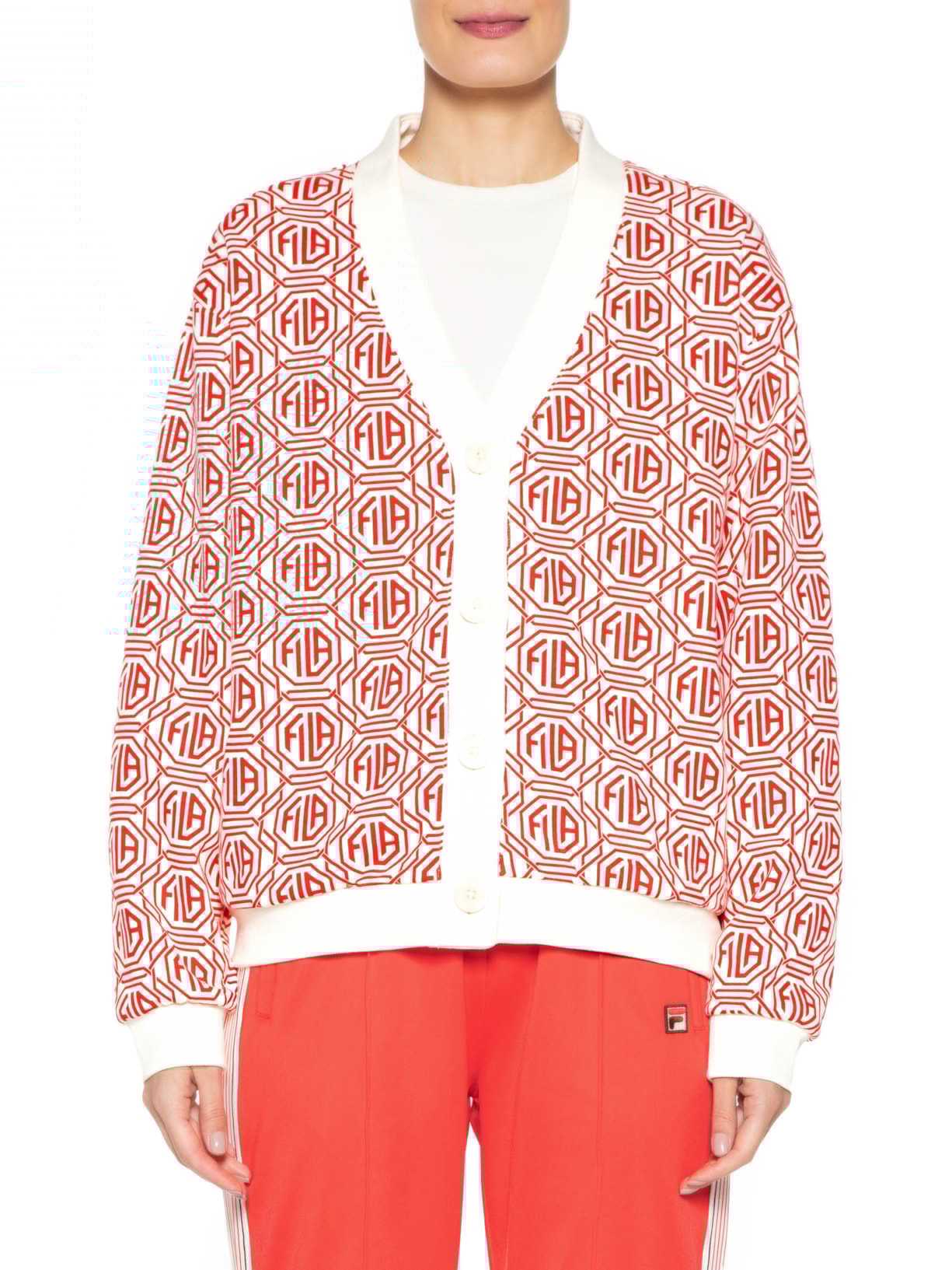 Casaco Feminino Birch Oversized Creme Vermelho Fila