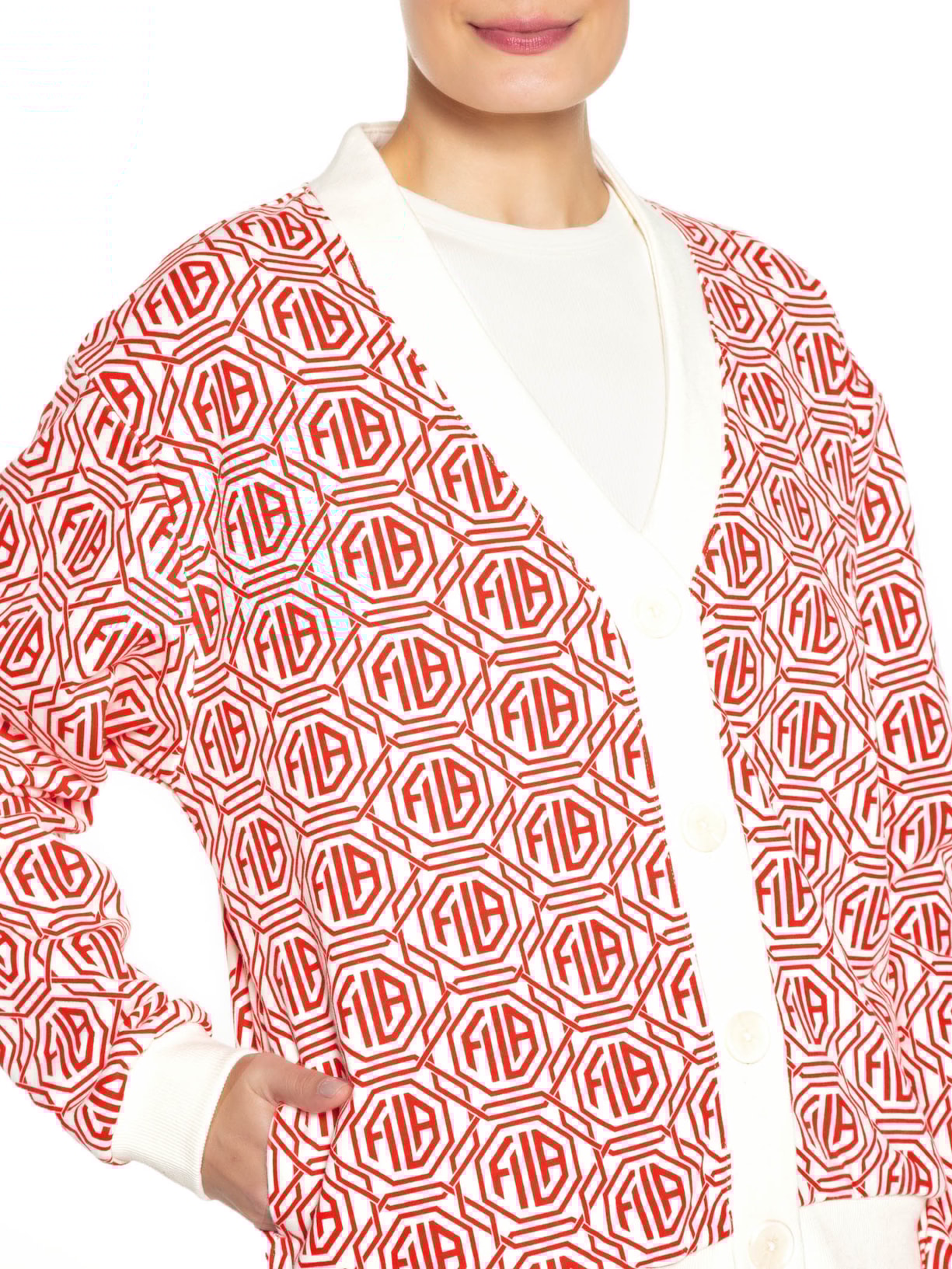 Casaco Feminino Birch Oversized Creme Vermelho Fila