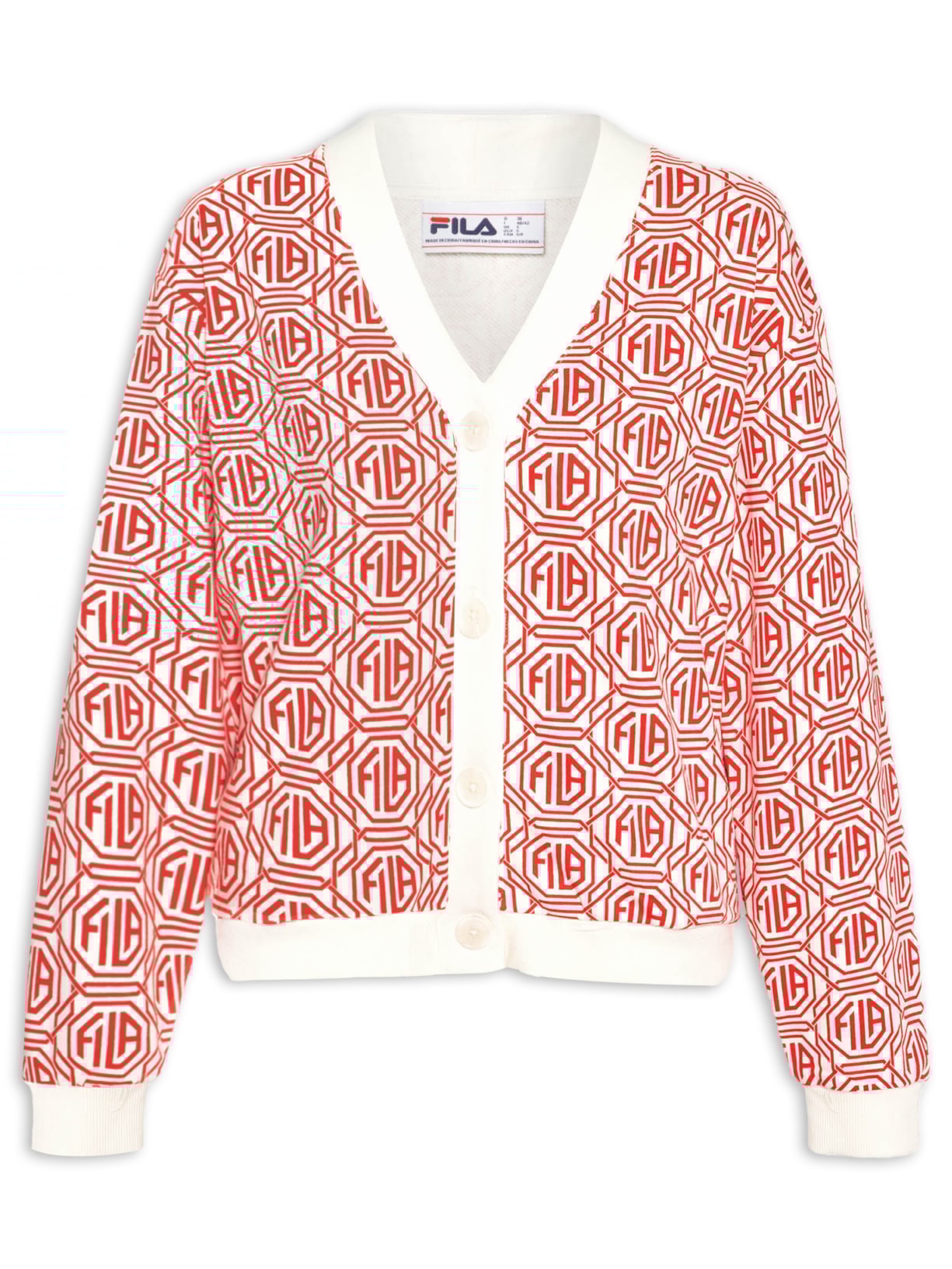 Casaco Feminino Birch Oversized Creme Vermelho Fila