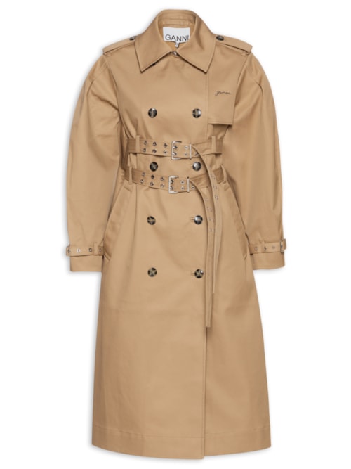 Casaco Feminino Bonded Cotton Trench Coat - Marrom