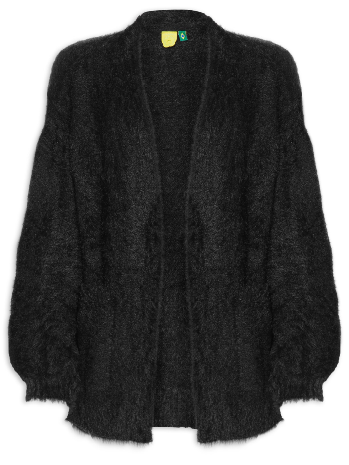 Casaco Feminino Casulo Pelinho Com Bolso - Preto