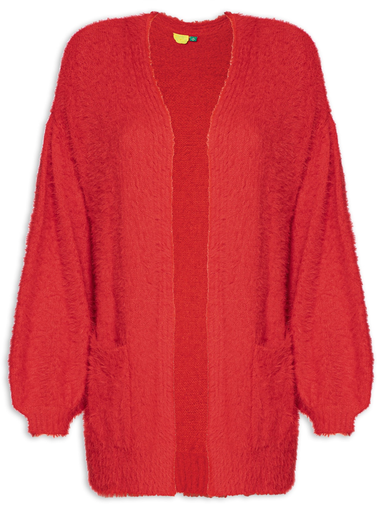 Casaco Feminino Casulo Pelinho Com Bolso - Vermelho