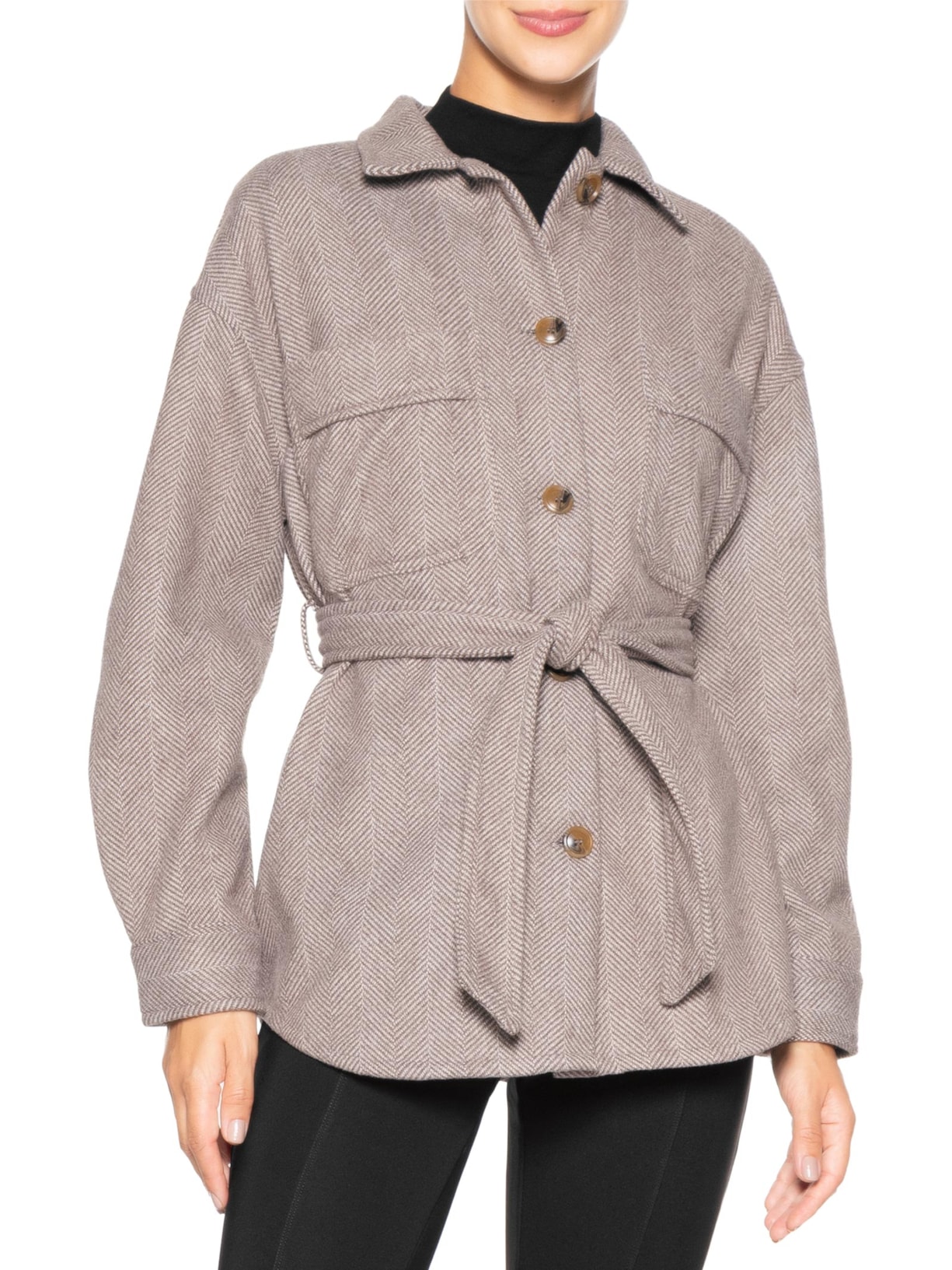 Casaco Feminino Com Amarração Cinza Basiq