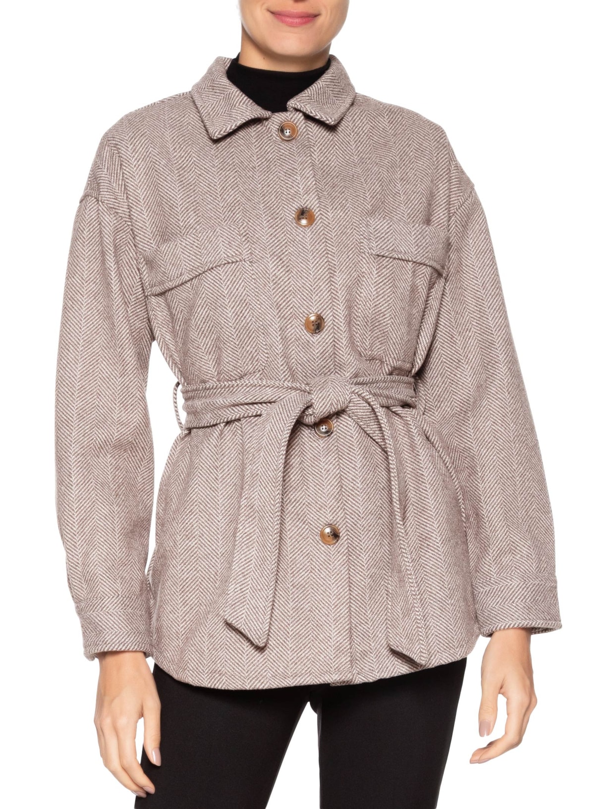 Casaco Feminino Com Amarração Cinza Basiq