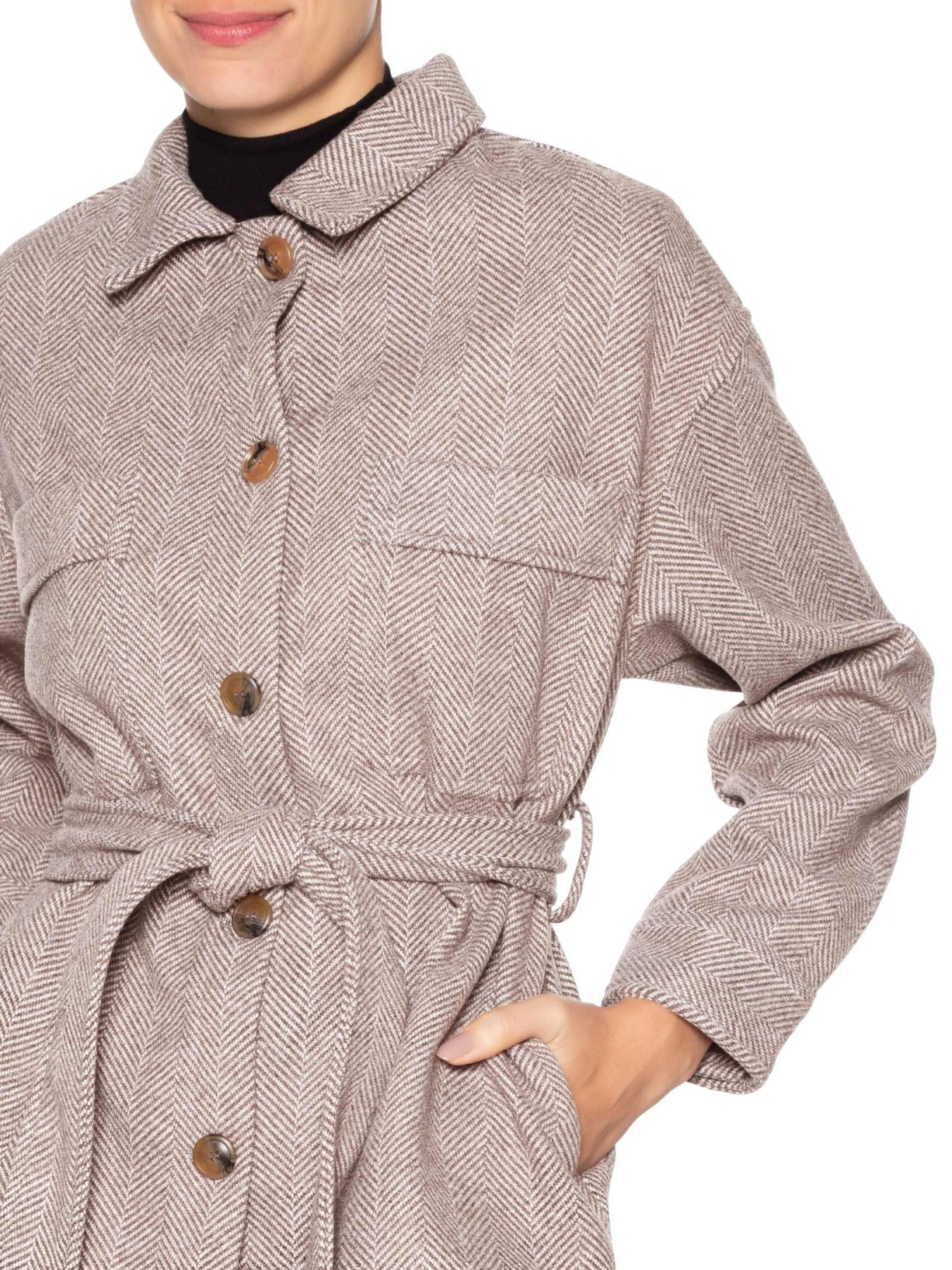 Casaco Feminino Com Amarração Cinza Basiq