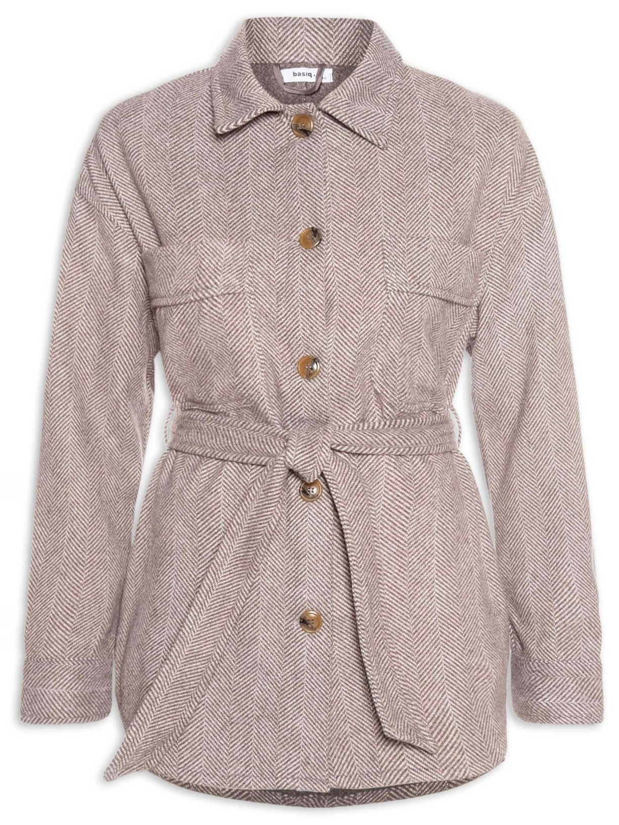 Casaco Feminino Com Amarração Cinza Basiq