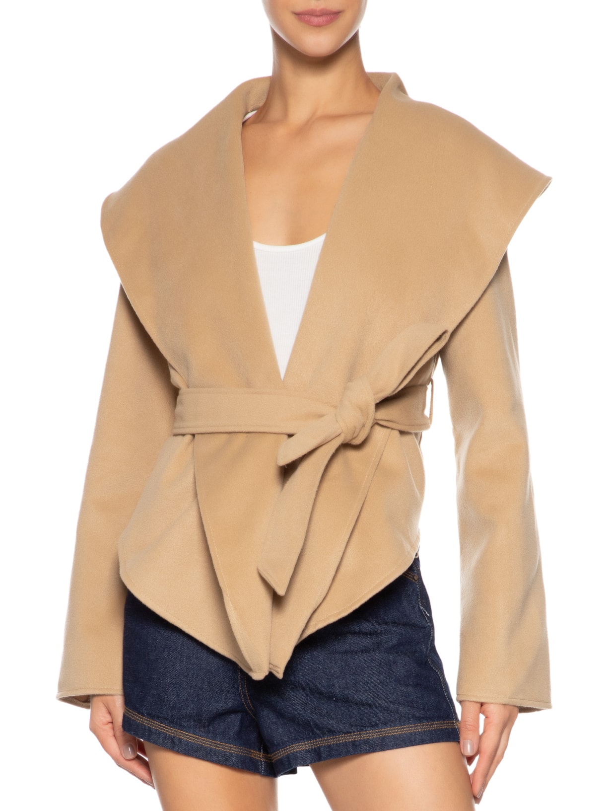 Casaco Feminino Com Amarração Frontal Marrom Market 33