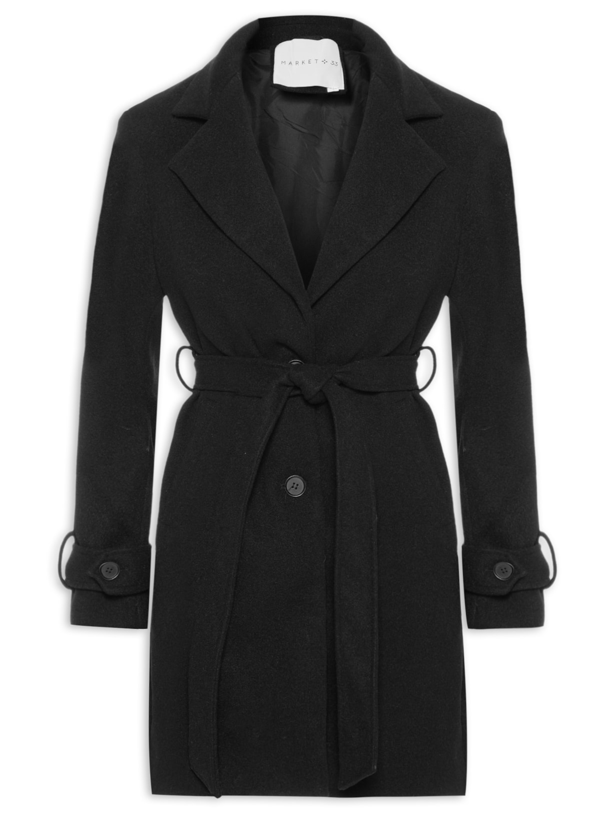 Casaco Feminino Com Amarração Frontal Preto Market 33