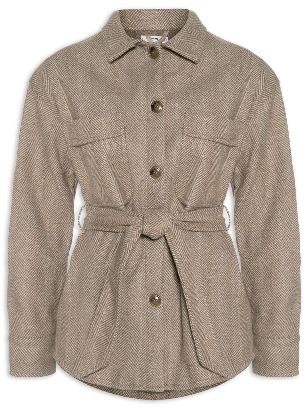 Casaco Feminino Com Amarração Marrom Basiq