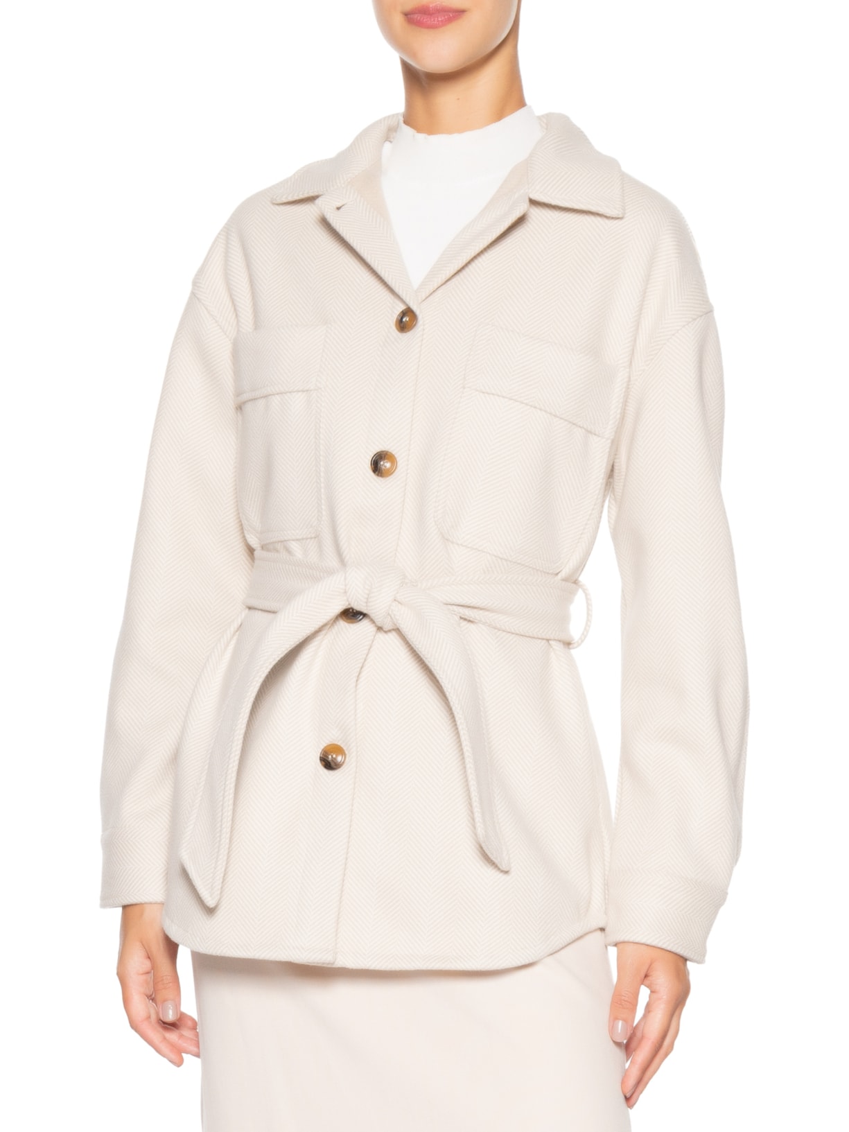 Casaco Feminino Com Amarração Off White Basiq