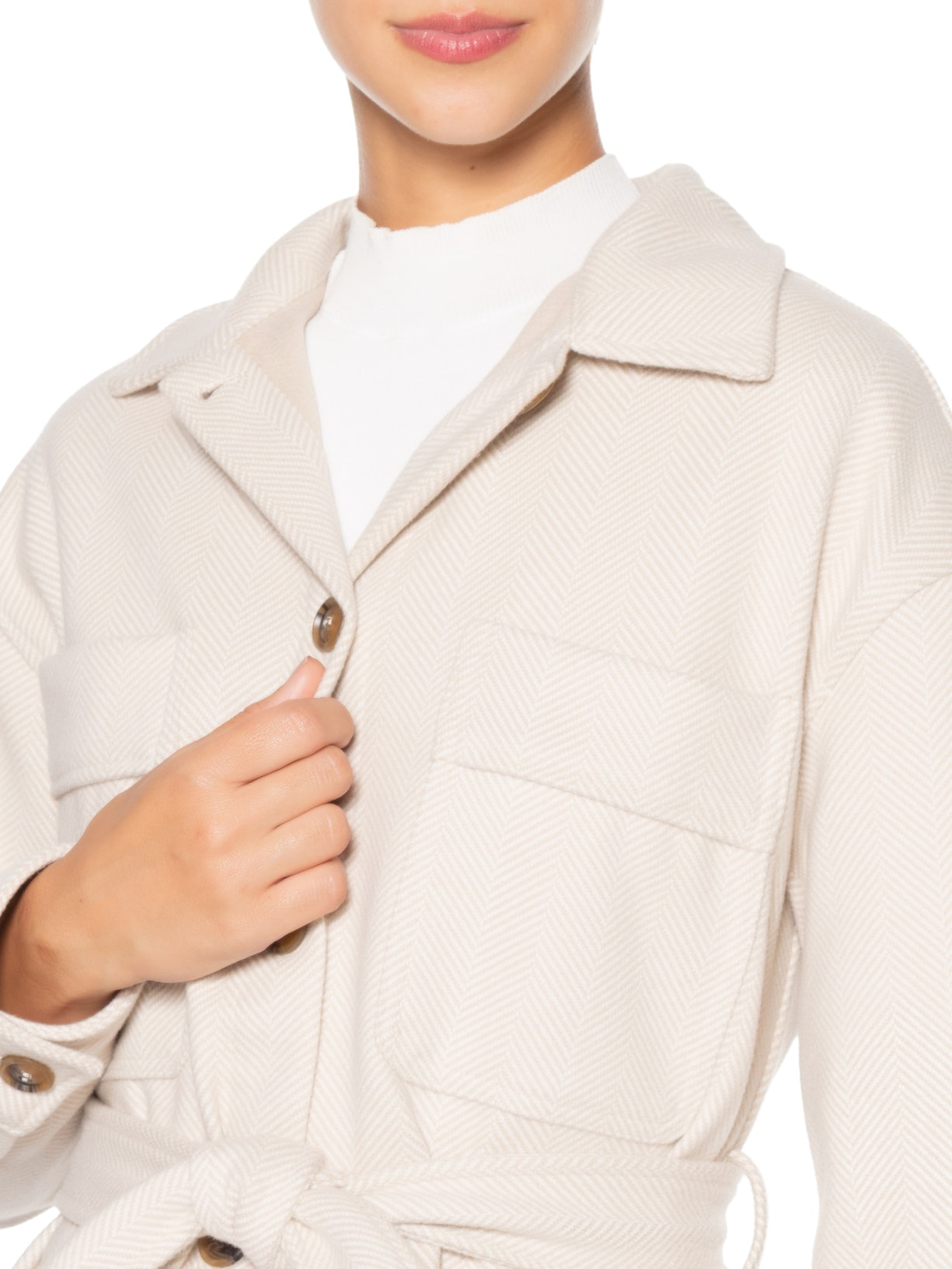 Casaco Feminino Com Amarração Off White Basiq