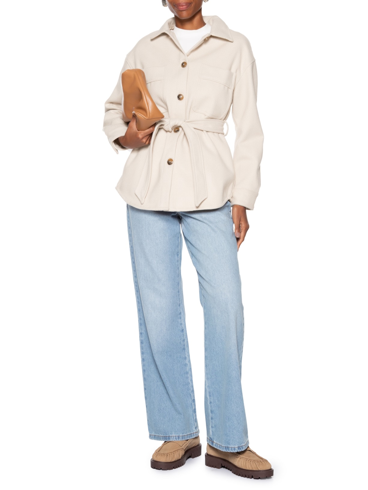 Casaco Feminino Com Amarração Off White Basiq