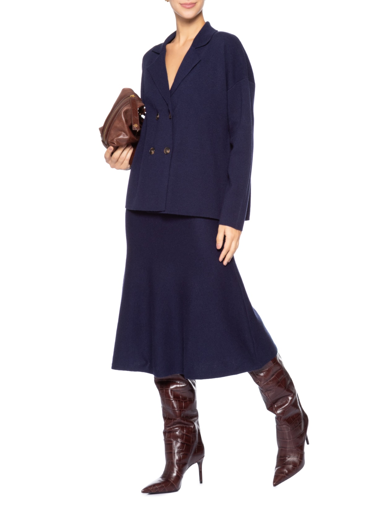 Casaco Feminino Com Blend De Lã E Cashmere Azul '2Essential