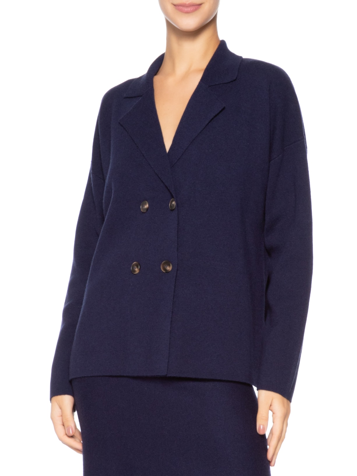 Casaco Feminino Com Blend De Lã E Cashmere Azul '2Essential