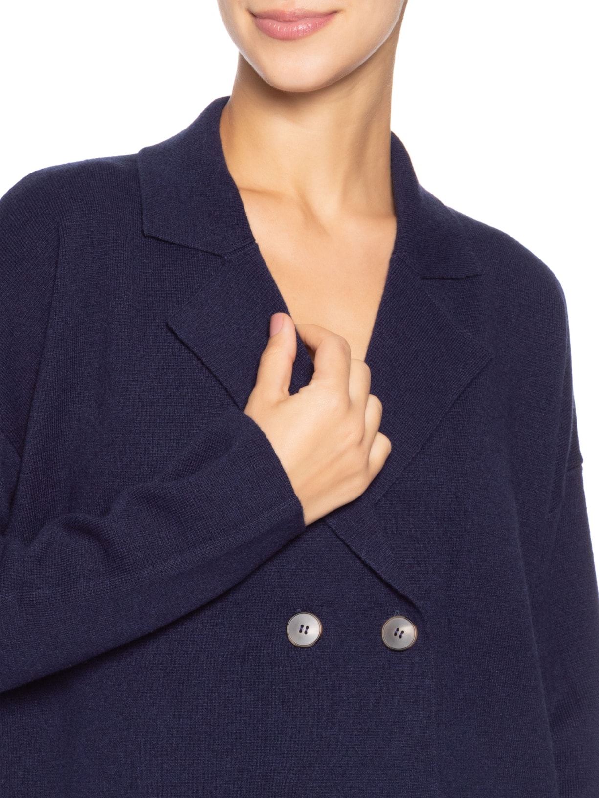 Casaco Feminino Com Blend De Lã E Cashmere Azul '2Essential