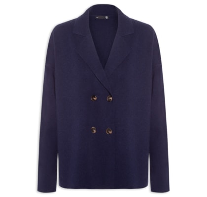 Casaco Feminino Com Blend De Lã E Cashmere - Azul