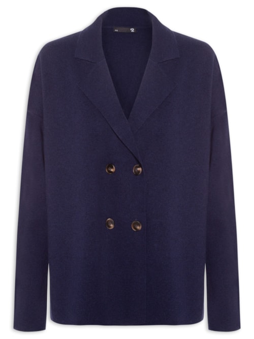 Casaco Feminino Com Blend De Lã E Cashmere - Azul