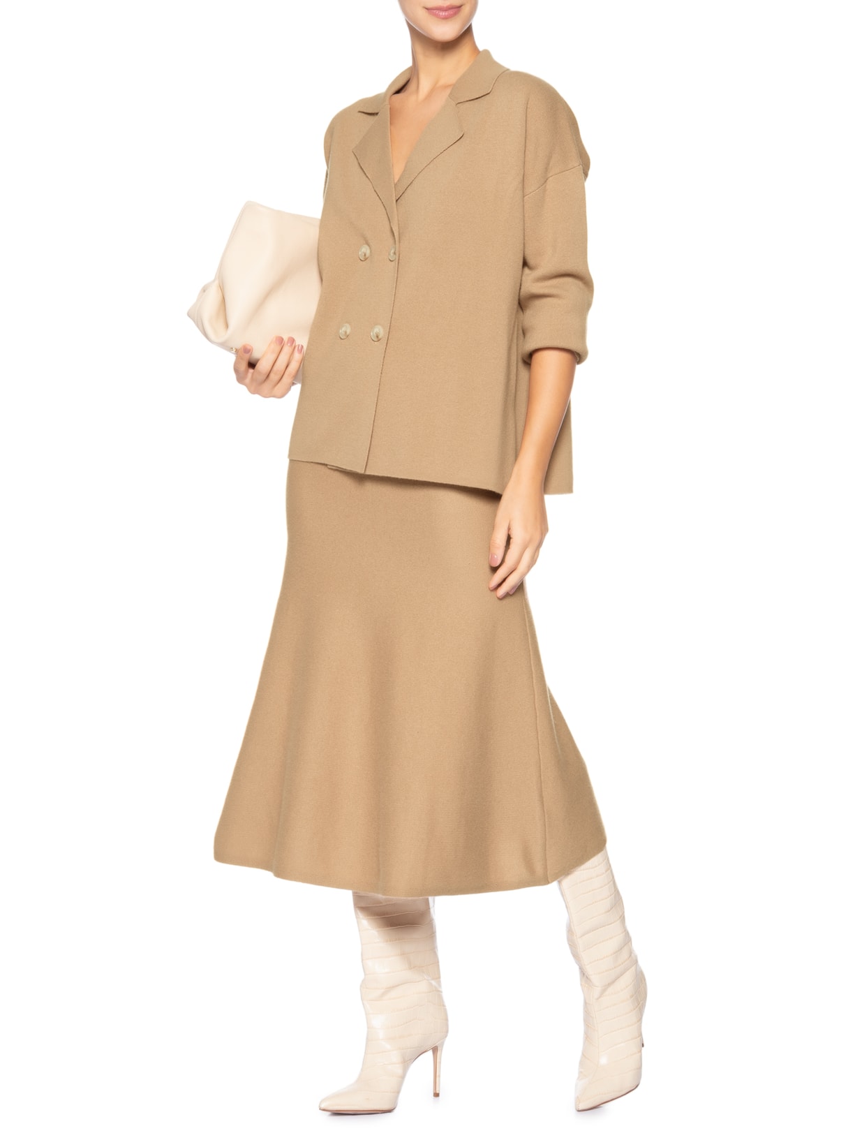 Casaco Feminino Com Blend De Lã E Cashmere Bege '2Essential