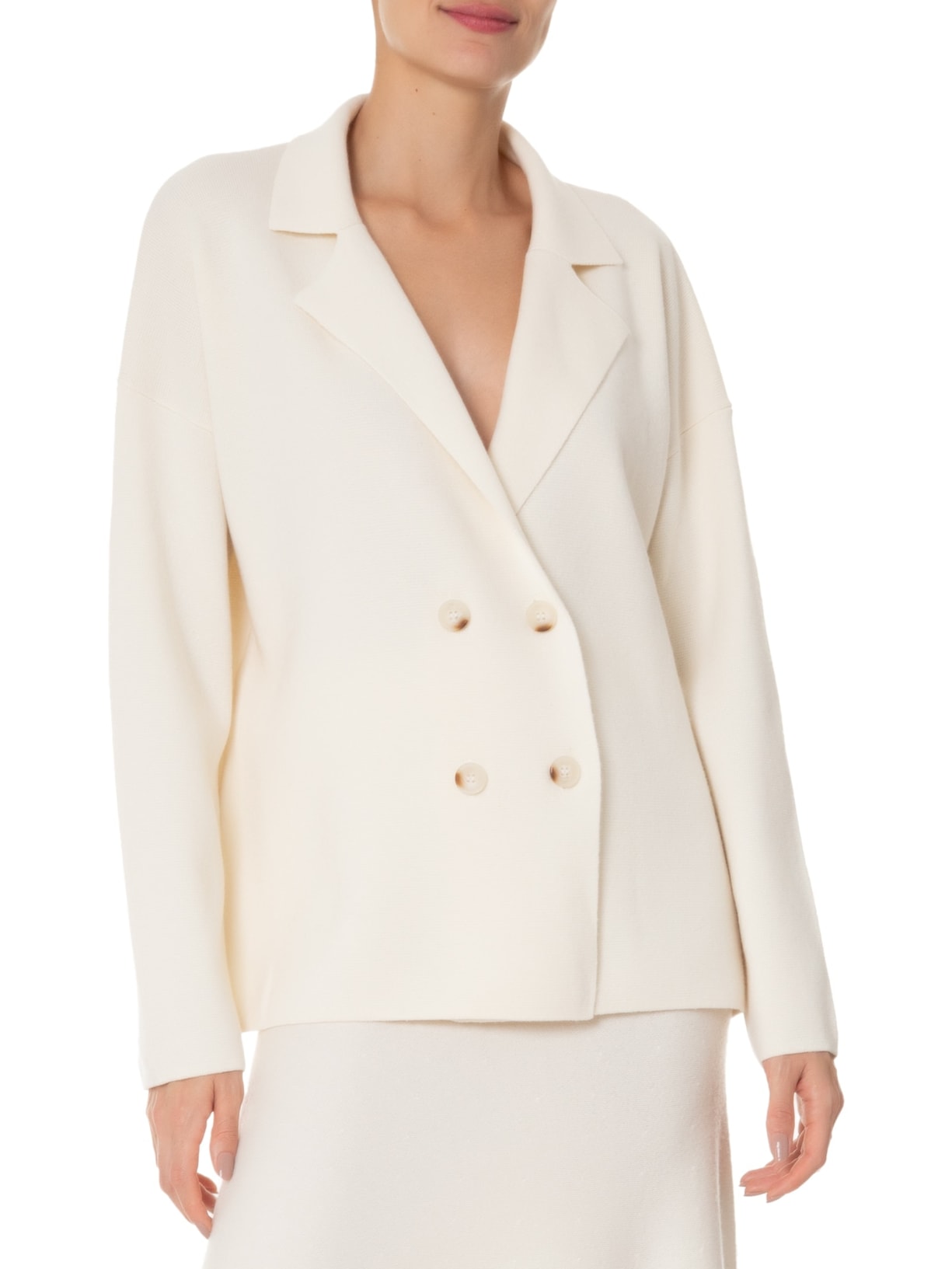 Casaco Feminino Com Blend de Lã e Cashmere Off White '2Essential