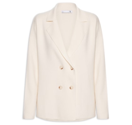 Casaco Feminino Com Blend de Lã e Cashmere - Off White