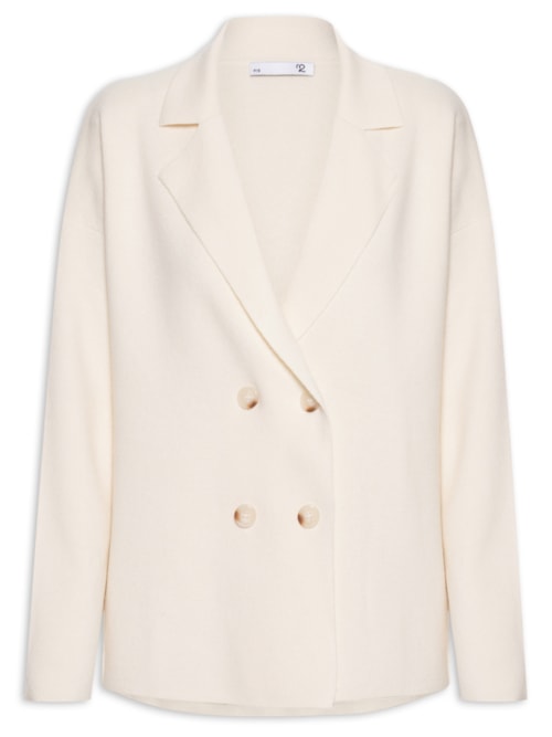 Casaco Feminino Com Blend de Lã e Cashmere - Off White