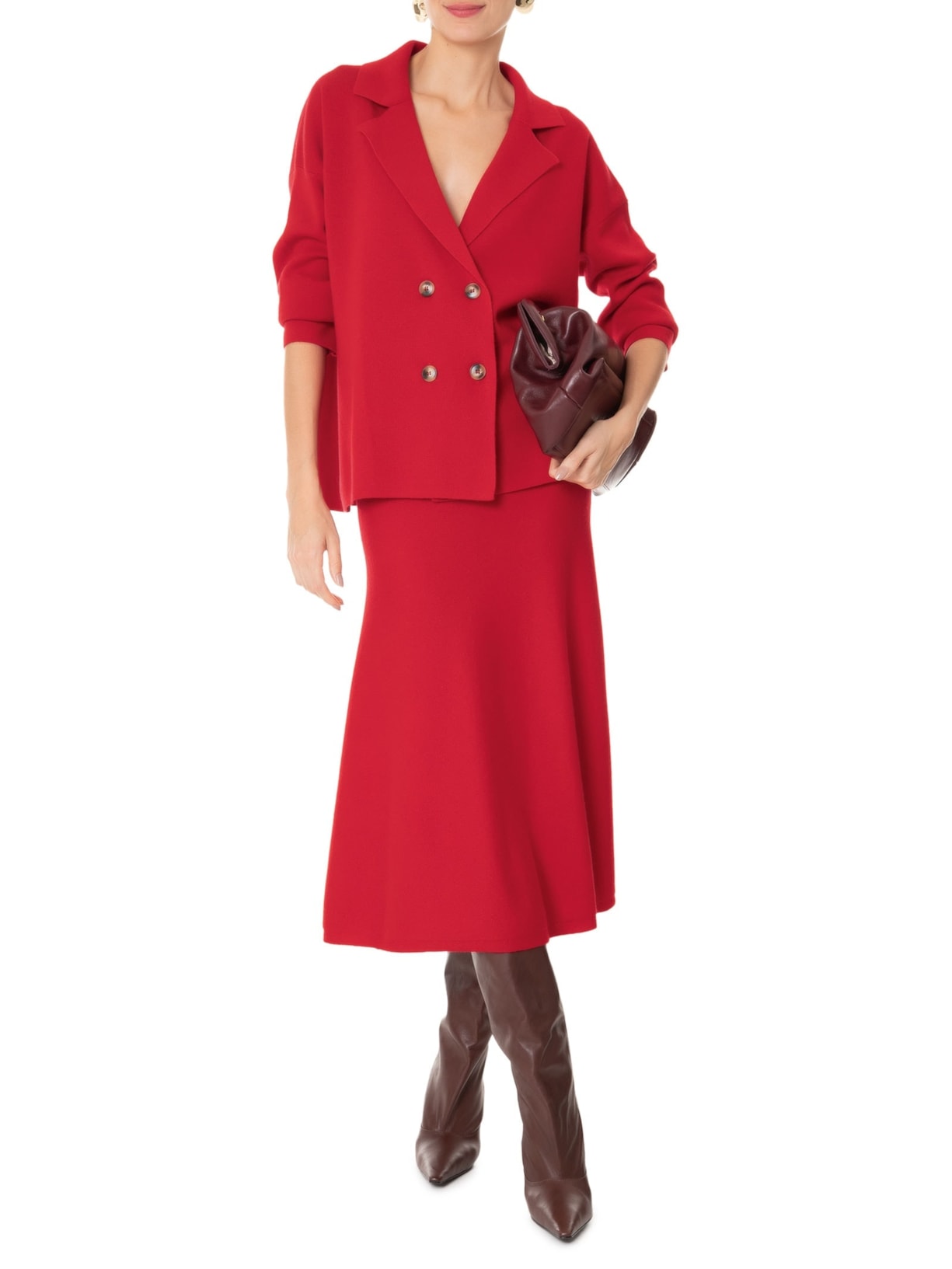 Casaco Feminino Com Blend de Lã e Cashmere Vermelho '2Essential