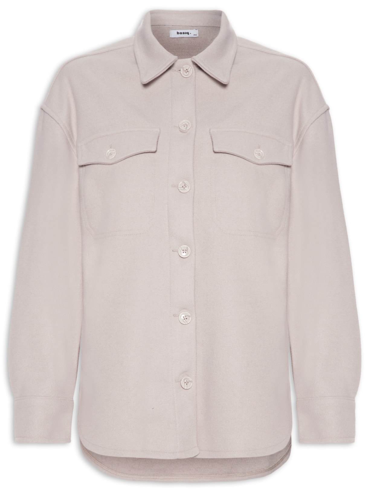 Casaco Feminino Com Bolsos Frontais - Bege