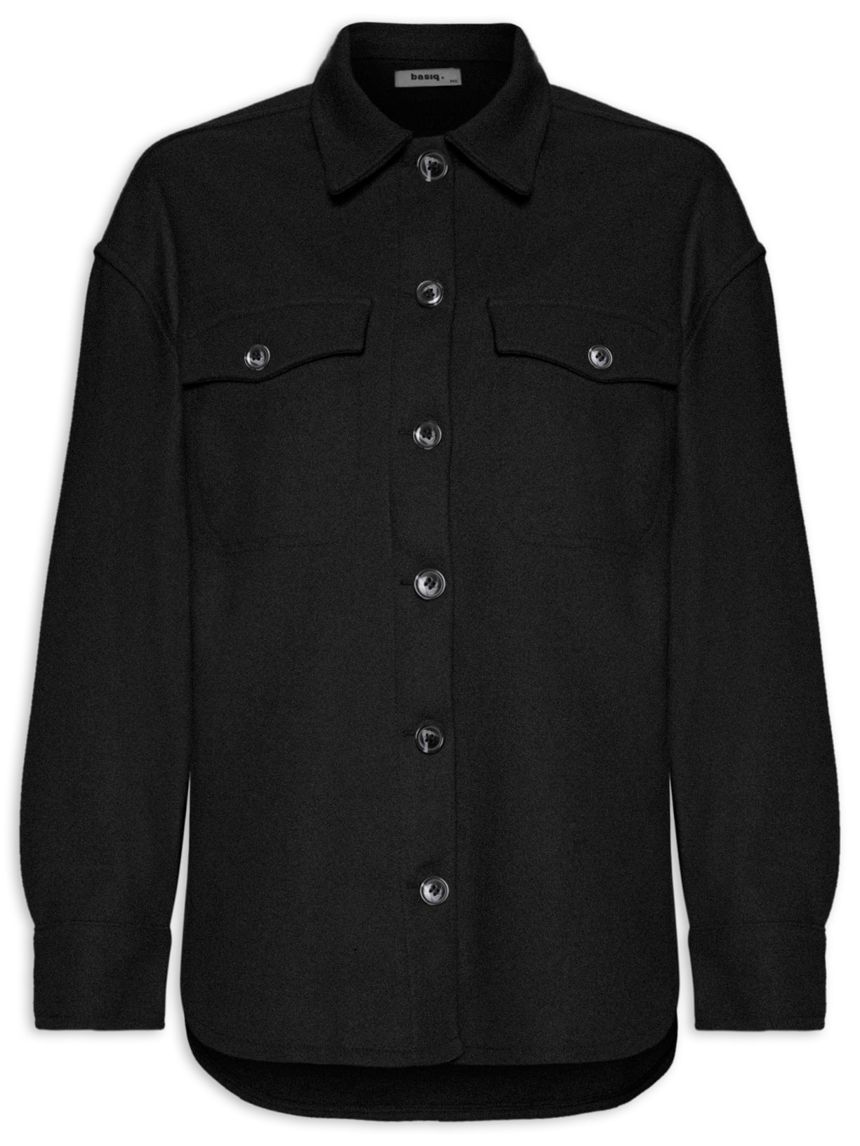 Casaco Feminino Com Bolsos Frontais - Preto