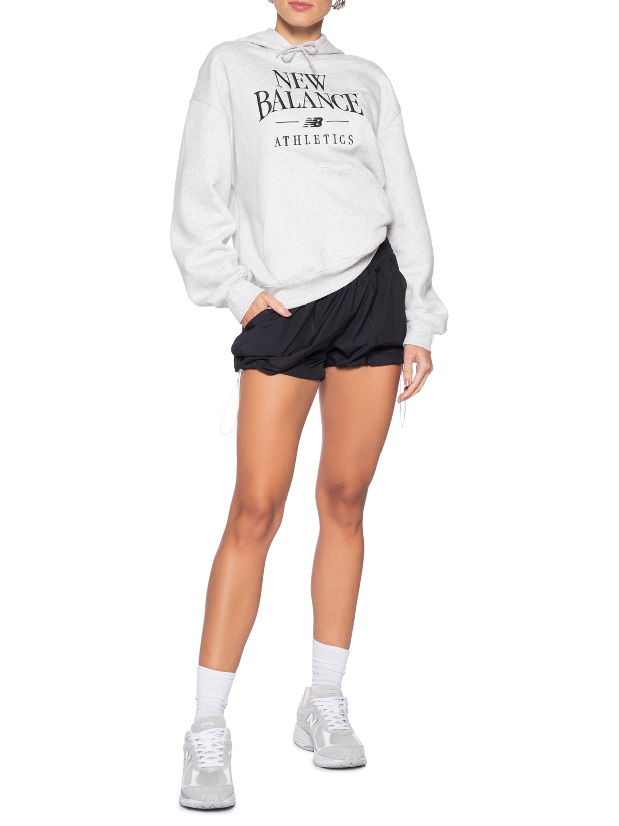 Casaco Feminino Com Capuz Linear Heritage Cinza New Balance