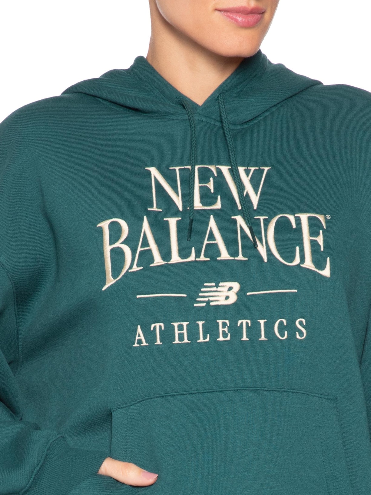 Casaco Feminino Com Capuz Linear Heritage Verde New Balance