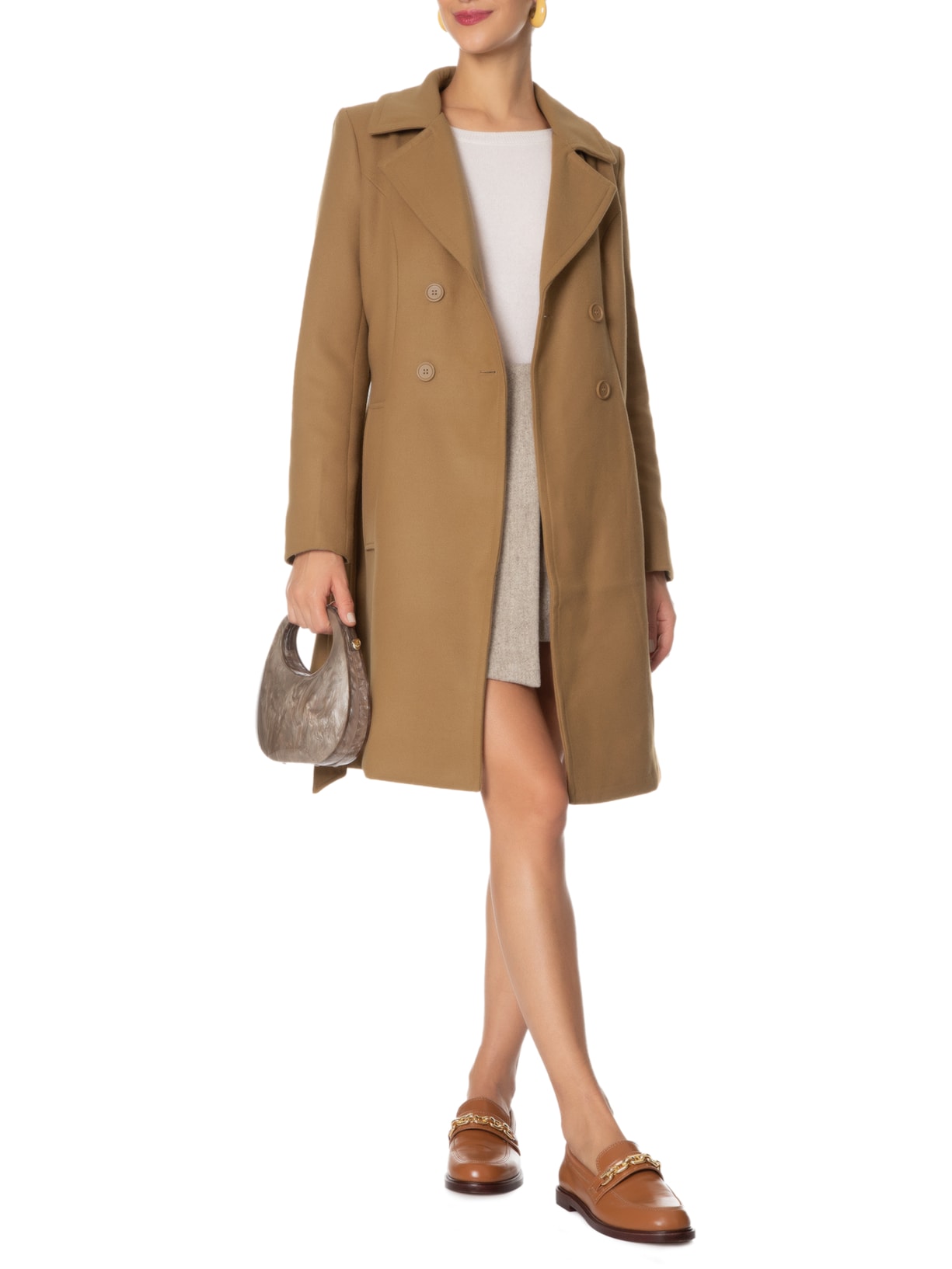 Casaco Feminino Com Cinto Marrom '2Essential