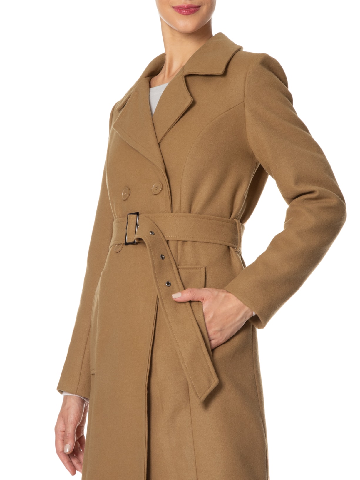 Casaco Feminino Com Cinto Marrom '2Essential